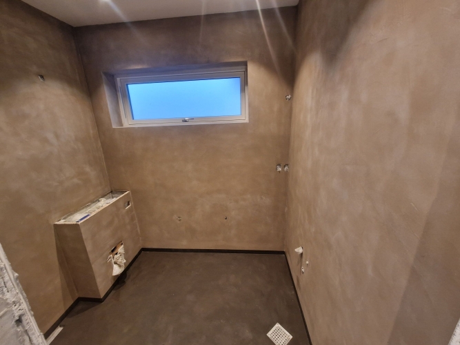tan microcement badeværelse